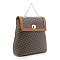 Geometric Monogrammed Turn Lock Backpack with Chain H