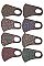 A PACK OF 12 ASSORTED COLOR MULTI STONE DUST PROOF WASHABLE MASK