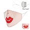FASHION LIPS & RHINESTONE MASK W/ FILTER POCKET & ADJUSTABLE ELASTIC EAR STRAP