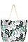 MULTI LEAF PRINT CANVAS SHOPPER BAG