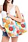 CITRUS WATER COLOR PRINT CANVAS SHOPPER BAG