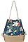 TROPICAL FLOWER PRINT 2-TONE TOTE BAG