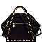 Brass-Tone Studded Metal Handle 2-Way Satchel MH-MC0051