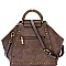 Brass-Tone Studded Metal Handle 2-Way Satchel MH-MC0051