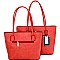 MD038W-LP Bow Accent 3 in 1 Twin Tote SET with Wallet
