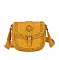 Laser Cut Printed Buckle Flap Crossbody Bag
