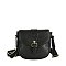 Laser Cut Printed Buckle Flap Crossbody Bag