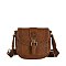 Laser Cut Printed Buckle Flap Crossbody Bag