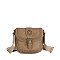 Laser Cut Printed Buckle Flap Crossbody Bag