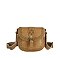 Laser Cut Printed Buckle Flap Crossbody Bag