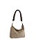 Braided Handle Suede Bucket Shoulder Bag