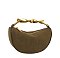 Twisted Top Handle Suede Satchel Bag