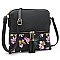 Flower Butterfly Printed Colorblock Tassel Zipper