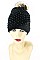 Embedded Crystal Faux Fur Pom Pom Beanies FM-MHA2555