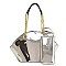 Shiny Patent Leather Satchel With Gold Chain 2-in-1 Set  RZ-ML102