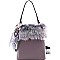 Faux-Fur Accent Bucket Satchel with Snake Print MH-MM7301