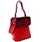 Faux-Fur Accent Bucket Satchel with Snake Print MH-MM7301