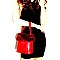 Faux-Fur Accent Bucket Satchel with Snake Print MH-MM7301