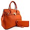 Padlock Accent Structured Large Tote Wallet Set