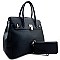 Padlock Accent Structured Large Tote Wallet Set