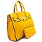 Padlock Accent Structured Large Tote Wallet SET