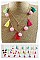 PACK OF 12 TRENDY ASSORTED COLOR MULTI TONE TASSEL NECKLACE