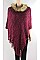 Elegant Faux Fur Collar Fringe Poncho FM-MSF2461