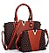 2 IN 1 STYLISH TWO TONE V-ACCENTED SATCHEL AND CROSSBODY SET