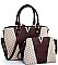 2 IN 1 STYLISH TWO TONE V-ACCENTED SATCHEL AND CROSSBODY SET