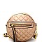 MY6697-LP  Round-shaped Medium Quilted Shoulder Bag