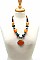 STYLISH AMBER COLOR BEADS STATEMENT NECKLACE JYN-43101