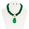 FASHIONABLE BEADED NECKLACE SET W/ TEARDROP PENDANT