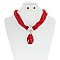 FASHIONABLE BEADED NECKLACE SET W/ TEARDROP PENDANT