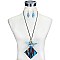 STYLISH 1 LINE NECKLACE SET W/ LRG SQ PENDANT SLN0506