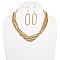 ELEGANT 8 STRANDS COILED SNAKE CHAIN NECKLACE EARRING SET
