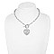 CRYSTAL  HEART CHARM TOGGLE CHAIN LINK NECKLACE