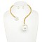 PEARL HINGED OPEN COLLAR BAMBOO NECKLACE SET