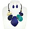 OVAL  ACETATE CORD BIB NECKLACE EARRING SET