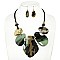 OVAL  ACETATE CORD BIB NECKLACE EARRING SET