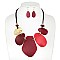 OVAL  ACETATE CORD BIB NECKLACE EARRING SET