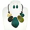 OVAL  ACETATE CORD BIB NECKLACE EARRING SET