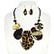 OVAL  ACETATE CORD BIB NECKLACE EARRING SET