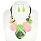 OVAL  ACETATE CORD BIB NECKLACE EARRING SET