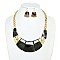 ACETATE and HAMMERED METAL CHAIN LINK CRESCENT BIB NECKLACE SET