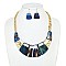 ACETATE and HAMMERED METAL CHAIN LINK CRESCENT BIB NECKLACE SET