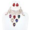 DAZZELING ADJUSTABLE CHOKER BIB NECKLACE EARRING SET