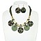 Disc Fringe Beaded Cord Bib Necklace Set