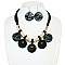 Disc Fringe Beaded Cord Bib Necklace Set