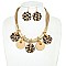 Disc Fringe Beaded Cord Bib Necklace Set