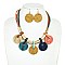 Disc Fringe Beaded Cord Bib Necklace Set